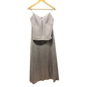 Christina Wu Women’s Size 4 Platinum Sequin Tulle Formal Gown Dress Set‎ Elegant